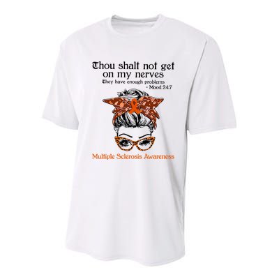 Thou Shalt Not Get On My Nerves Multiple Sclerosis Awareness Messy Bun MS Youth Performance Sprint T-Shirt