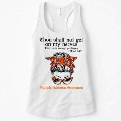 Thou Shalt Not Get On My Nerves Multiple Sclerosis Awareness Messy Bun MS Womens Tank Top