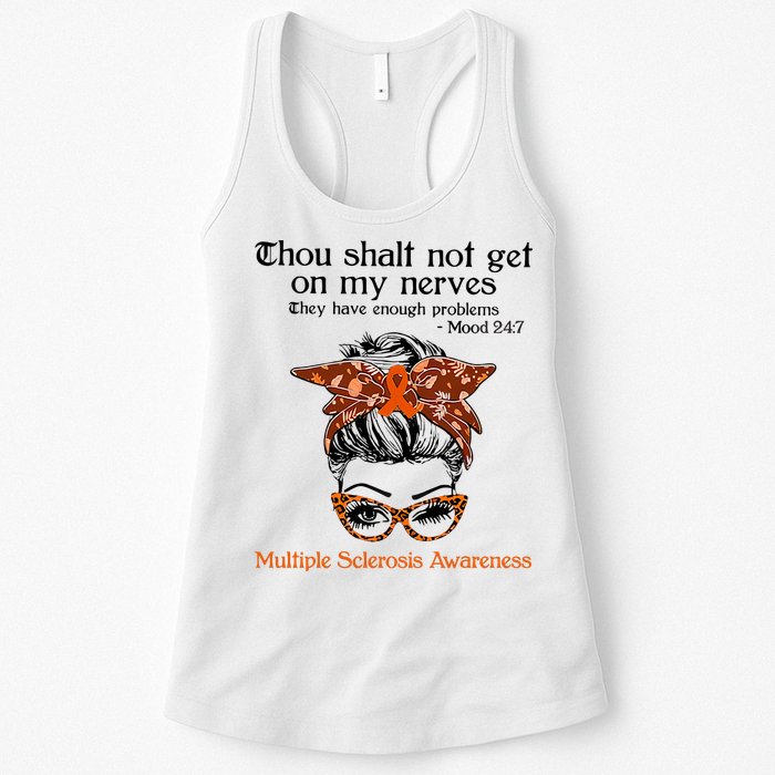 Thou Shalt Not Get On My Nerves Multiple Sclerosis Awareness Messy Bun MS Womens Tank Top