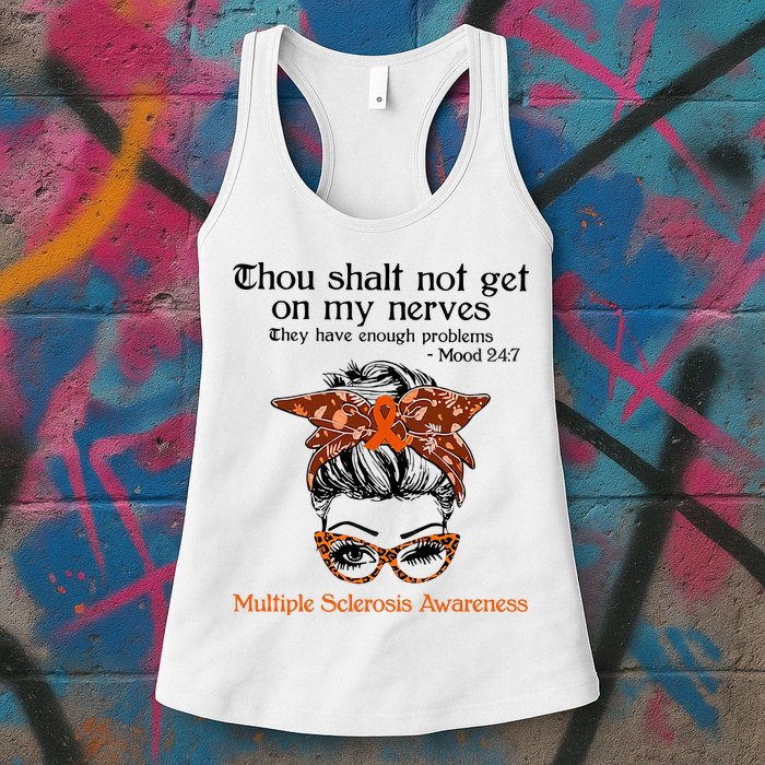 Thou Shalt Not Get On My Nerves Multiple Sclerosis Awareness Messy Bun MS Womens Tank Top