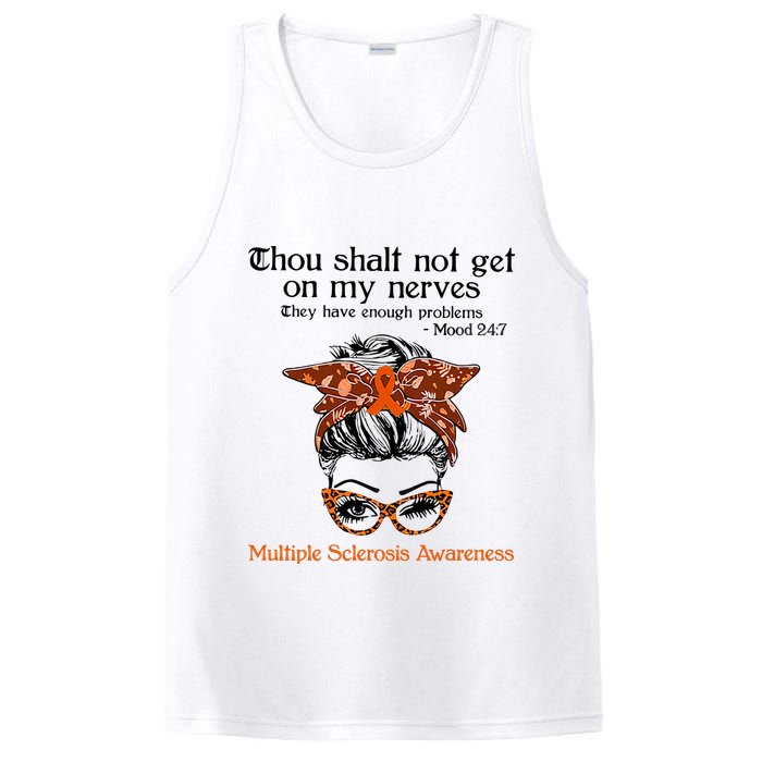 Thou Shalt Not Get On My Nerves Multiple Sclerosis Awareness Messy Bun MS PosiCharge Competitor Tank