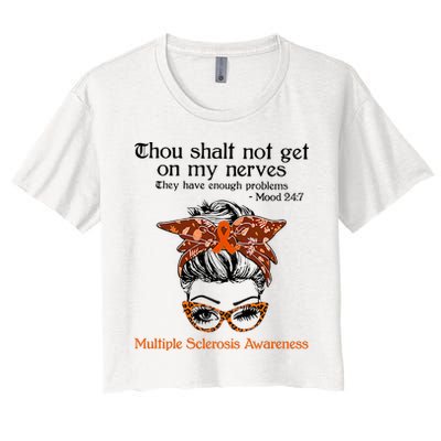 Thou Shalt Not Get On My Nerves Multiple Sclerosis Awareness Messy Bun MS Crop Top