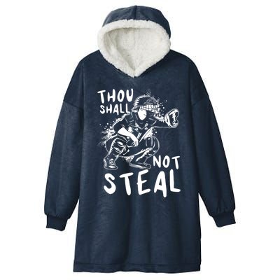 Thou Shall Not Steal Softball Catcher Gift Hooded Wearable Blanket