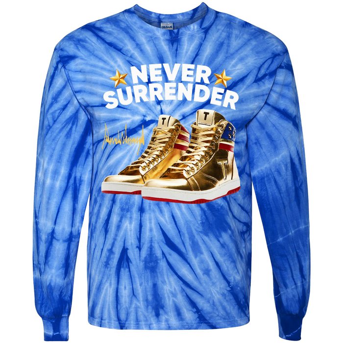 Trump Sneakers Never Surrender Tie-Dye Long Sleeve Shirt