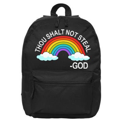 Thou Shalt Not Steal God Rainbow A Promise Of God 16 in Basic Backpack