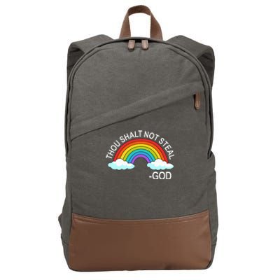 Thou Shalt Not Steal God Rainbow A Promise Of God Cotton Canvas Backpack