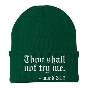 Thou Shall Not Try Me Mood 247 Funny Oldschool Knit Cap Winter Beanie