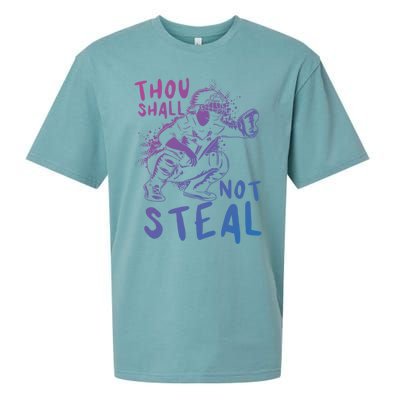 Thou Shall Not Steal Softball Catcher Gift Sueded Cloud Jersey T-Shirt