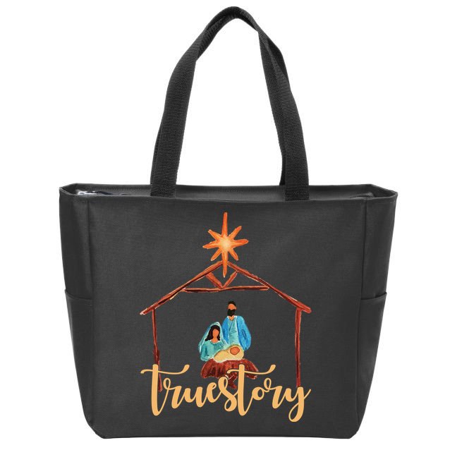 True Story Nativity Mary And Jesus Zip Tote Bag