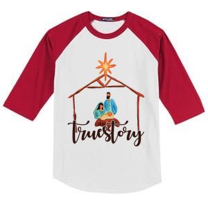 True Story Nativity Mary And Jesus Kids Colorblock Raglan Jersey