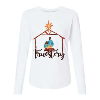 True Story Nativity Mary And Jesus Womens Cotton Relaxed Long Sleeve T-Shirt