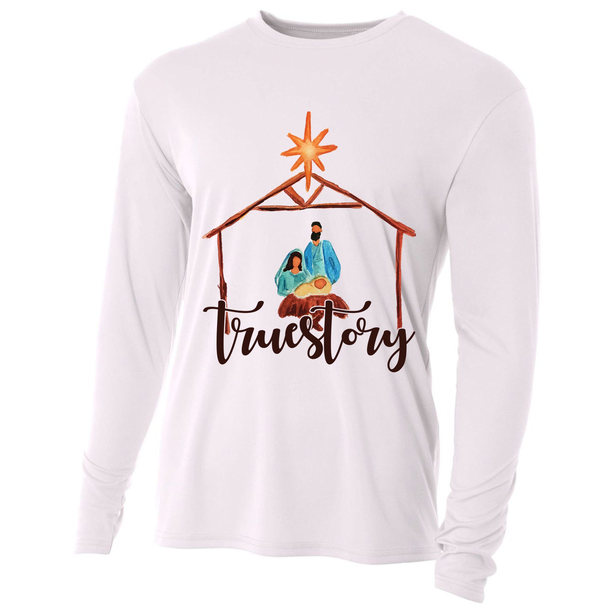 True Story Nativity Mary And Jesus Cooling Performance Long Sleeve Crew