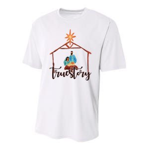 True Story Nativity Mary And Jesus Youth Performance Sprint T-Shirt