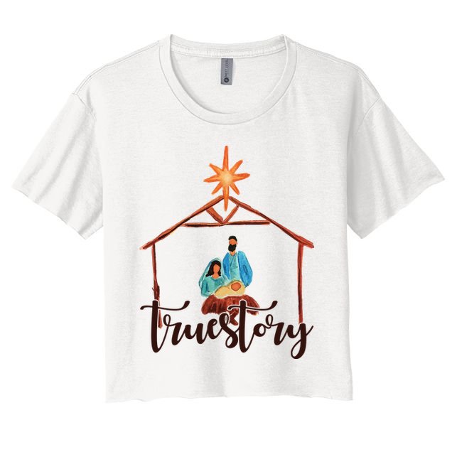 True Story Nativity Mary And Jesus Crop Top
