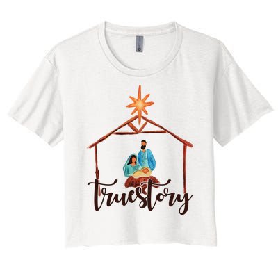 True Story Nativity Mary And Jesus Women's Crop Top Tee