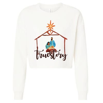 True Story Nativity Mary And Jesus Cropped Pullover Crew