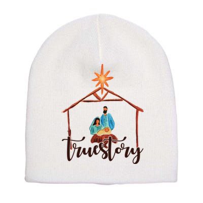 True Story Nativity Mary And Jesus Short Acrylic Beanie