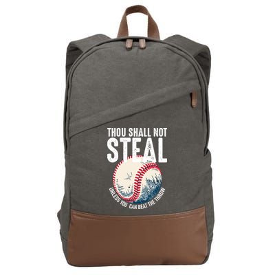 Thou Shall Not Steal Baseball Cotton Canvas Backpack