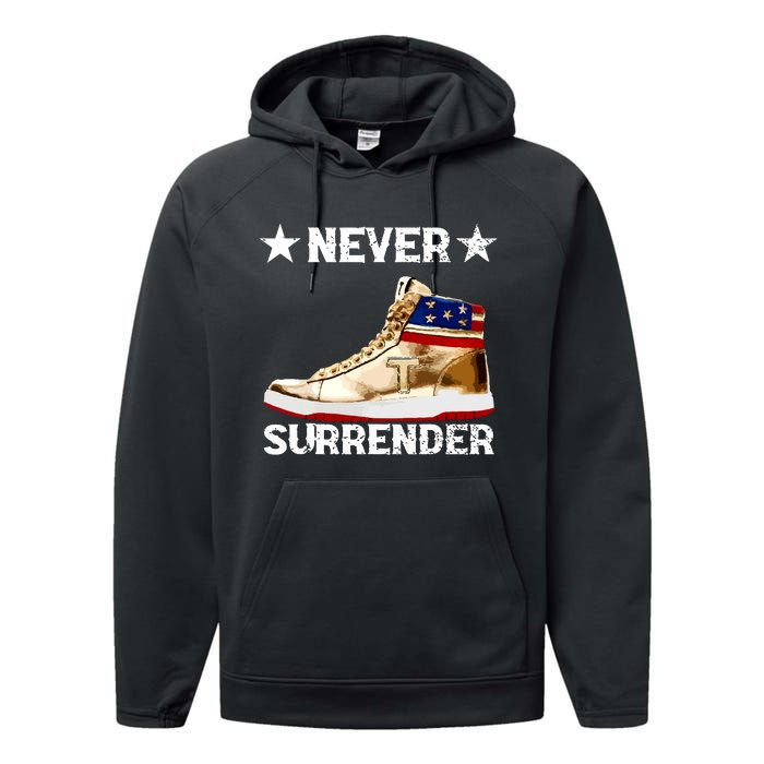 Trump Sneakers Never Surrender Pro Trump Performance Fleece Hoodie