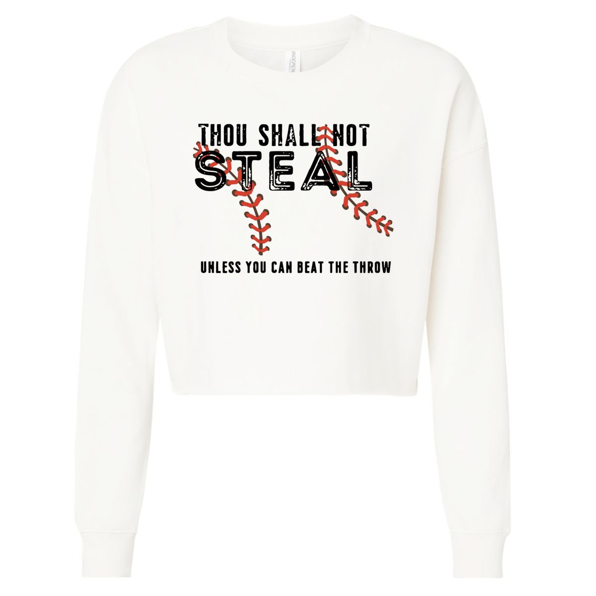 Thou Shall Not Steal Unless You Beat Throw Baseball Lover Gift Cropped Pullover Crew