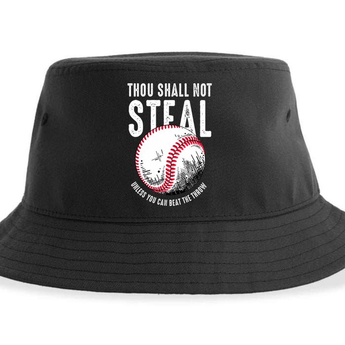 Thou Shall Not Steal Unless You Can Beat The Throw Baseball Sustainable Bucket Hat