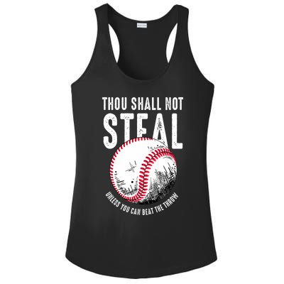 Thou Shall Not Steal Unless You Can Beat The Throw Baseball Ladies PosiCharge Competitor Racerback Tank