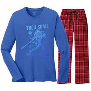 Thou Shall Not Steal Unless You Can Beat The Throw Baseball Gift Women's Long Sleeve Flannel Pajama Set 