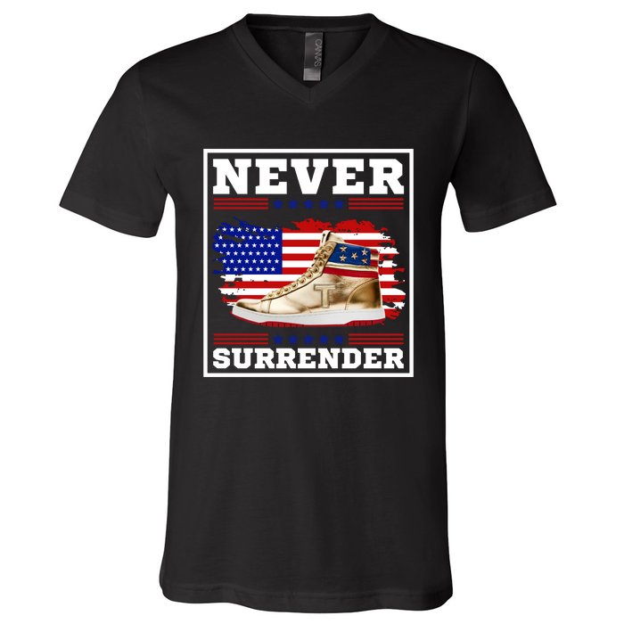 Trump Sneakers Never Surrender V-Neck T-Shirt