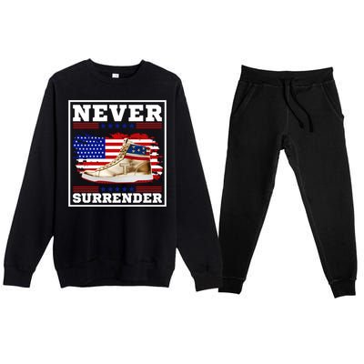 Trump Sneakers Never Surrender Premium Crewneck Sweatsuit Set