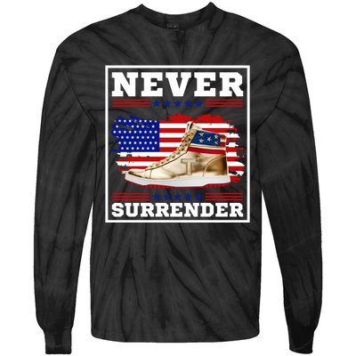 Trump Sneakers Never Surrender Tie-Dye Long Sleeve Shirt