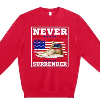 Trump Sneakers Never Surrender Premium Crewneck Sweatshirt