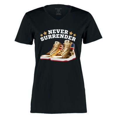 Trump Sneakers Never Surrender Women's Momentum V-Neck T-Shirt