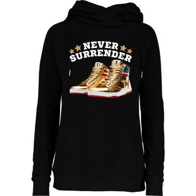 Trump Sneakers Never Surrender Womens Funnel Neck Pullover Hood