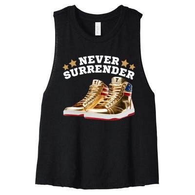 Trump Sneakers Never Surrender Women's Racerback Cropped Tank