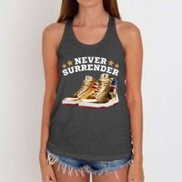 Trump Sneakers Never Surrender Women's Knotted Racerback Tank