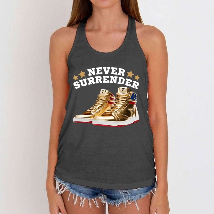 Trump Sneakers Never Surrender Women's Knotted Racerback Tank