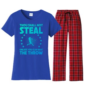 Thou Shall Not Steal Unless You Can Beat The Throw Baseball Gift Women's Flannel Pajama Set