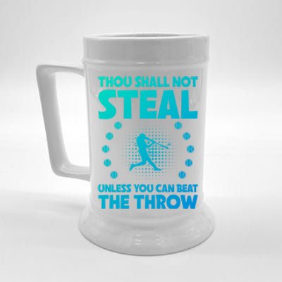 Thou Shall Not Steal Unless You Can Beat The Throw Baseball Gift Beer Stein