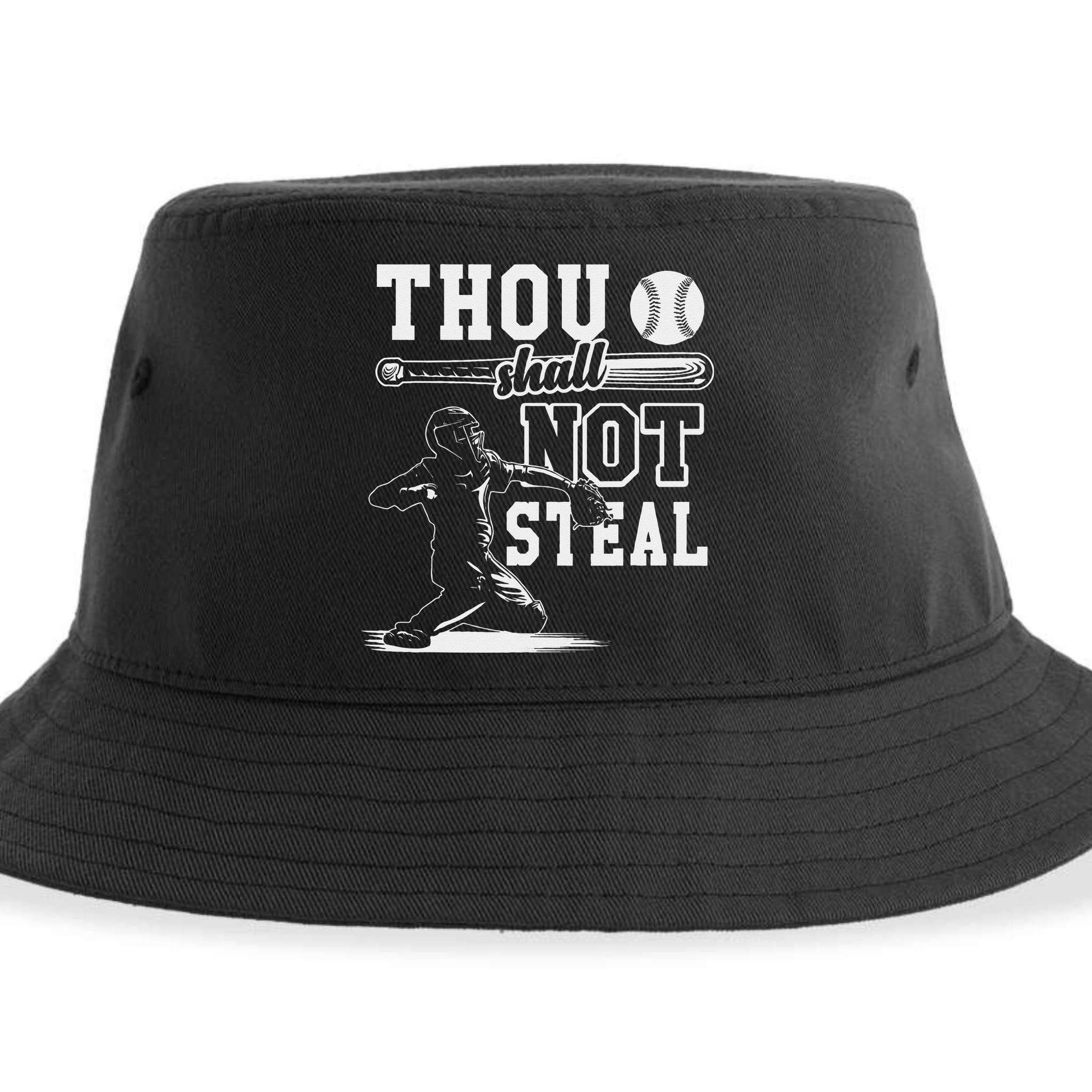 Thou Shalt Not Steal Pitcher Strikeout Baseball Sustainable Bucket Hat