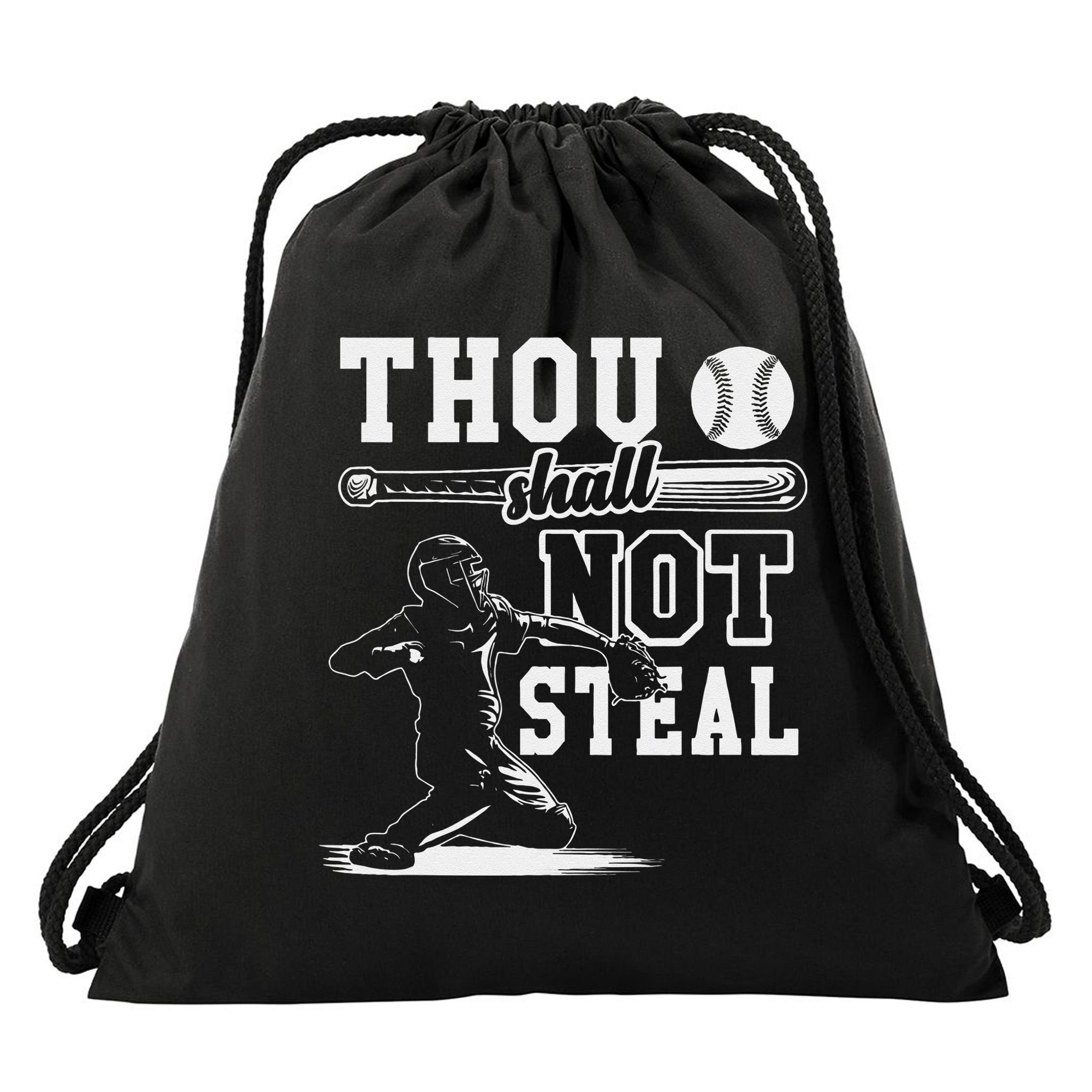Thou Shalt Not Steal Pitcher Strikeout Baseball Drawstring Bag