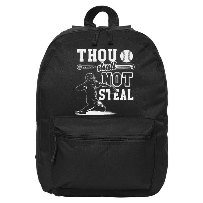 Thou Shalt Not Steal Pitcher Strikeout Baseball 16 in Basic Backpack