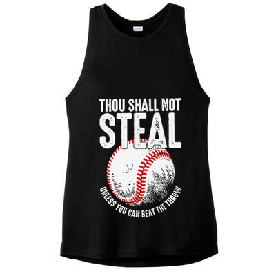 Thou Shall Not Steal Unless You Can Beat The Throw Baseball Ladies PosiCharge Tri-Blend Wicking Tank