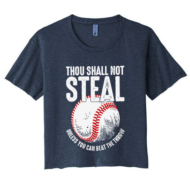Thou Shall Not Steal Unless You Can Beat The Throw Baseball Crop Top