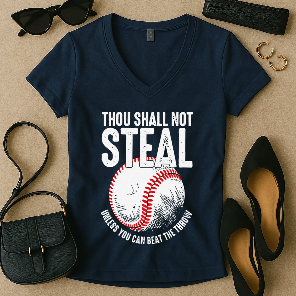 Thou Shall Not Steal Unless You Can Beat The Throw Baseball Women's V-Neck T-Shirt
