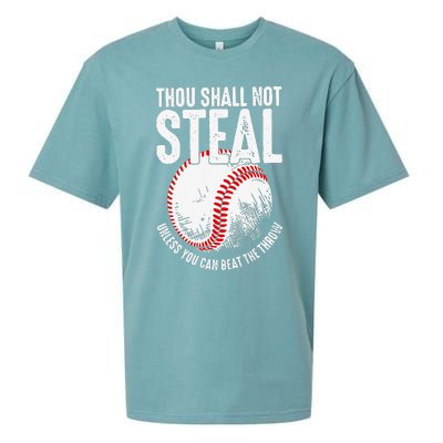 Thou Shall Not Steal Unless You Can Beat The Throw Baseball Sueded Cloud Jersey T-Shirt