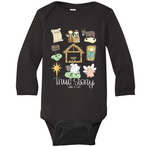 True Story Nativity Christmas Baby God Jesus Christian Baby Long Sleeve Bodysuit