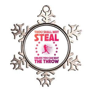 Thou Shall Not Steal Unless You Can Beat The Throw Baseball Gift Metallic Star Ornament