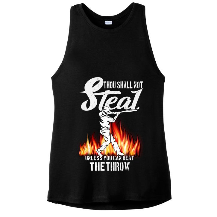 Thou Shall Not Steal Unless You Can Beat The Throw Baseball Funny Gift Ladies PosiCharge Tri-Blend Wicking Tank