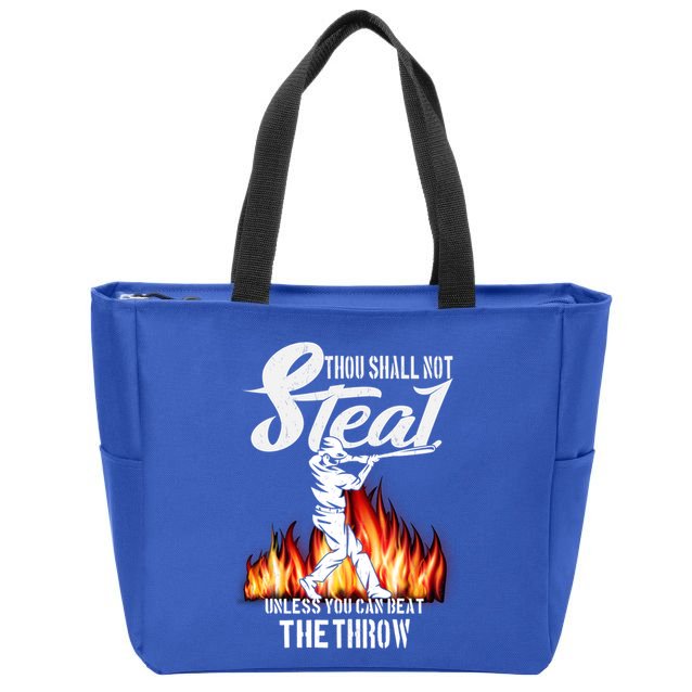 Thou Shall Not Steal Unless You Can Beat The Throw Baseball Funny Gift Zip Tote Bag