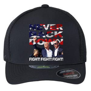 Trump Shooting Never Back Down Fighting Flexfit Unipanel Trucker Cap